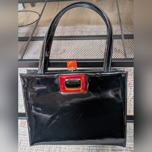 Vintage Lewis Patent Leather and Acetate Handbag